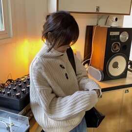 2026秋冬新款慵懒风高领麻花针织衫女纯羊毛加厚宽松套头毛衣上衣