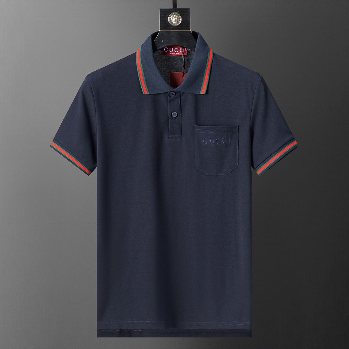 Cross-border versión correcta 26 nuevo polo para hombres color sólido negocios Jacquard casual con solapa de punto manga corta 1