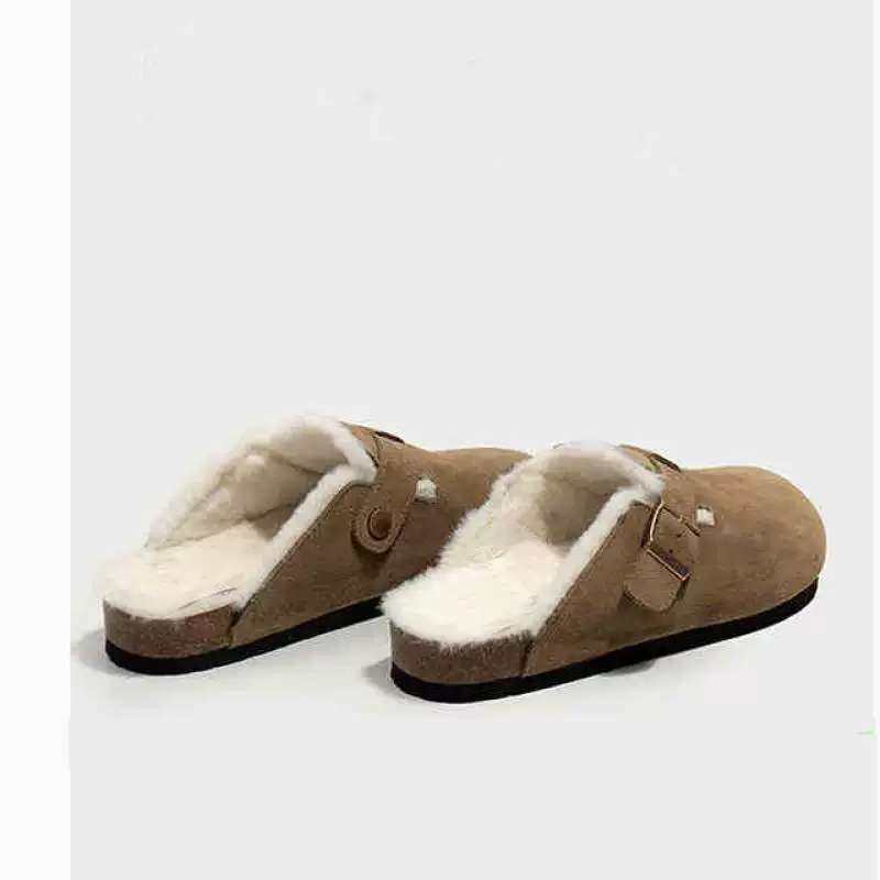 2025 новый стиль из воловьей кожи на толстой подошве Birkenstock осенне-зимние хлопковые тапочки на флисовой подкладке Birkenstock обувь Baotou женская верхняя одежда на мягкой подошве