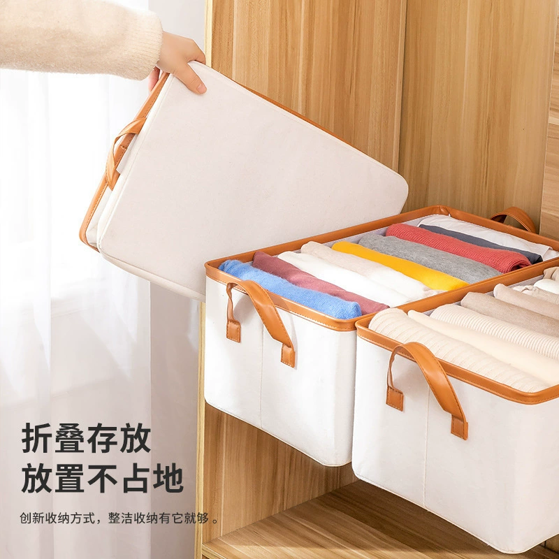 Polyurethane white tape, storage box for boxes, steel frame, folding storage system, cotton and linen