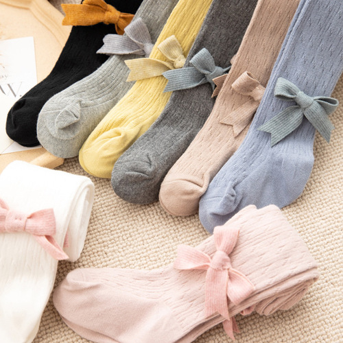  Spring and Autumn Children's Pantyhose 95% Cotton Beautiful Bow Girls' Socks Girls' Dancing Socks