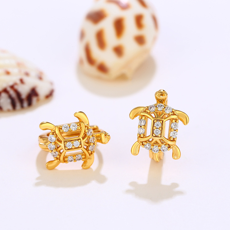 Xuping joyería de dibujos animados tortuga pendientes de orejas chapado en 24K personalidad pendientes de nicho de alta calidad al por mayor