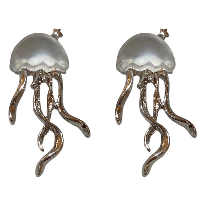 Aguja de plata Corea del Sur Dongdaemun medusas esmerilado pendientes de moda diseño creativo espárragos dulce fresco personalidad nicho