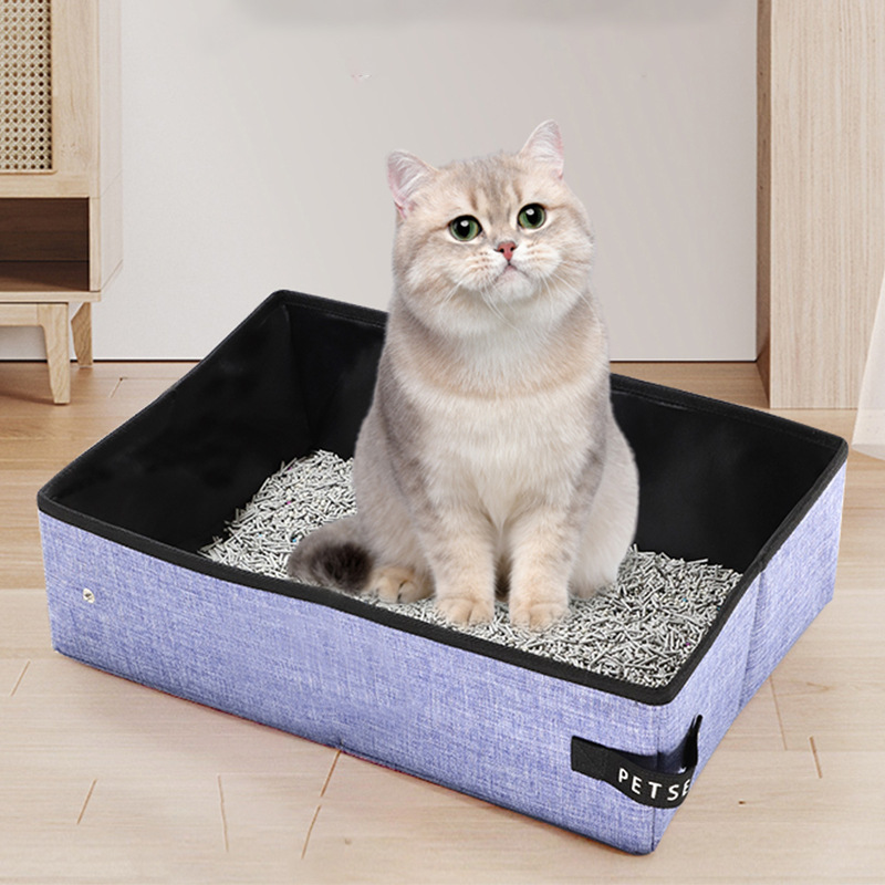 야외 여행을 위한 맞춤형 휴대용 접이식 고양이 화장실, 고양이 화장실, 물 튀김 방지 새끼 고양이 자동차 고양이 화장실