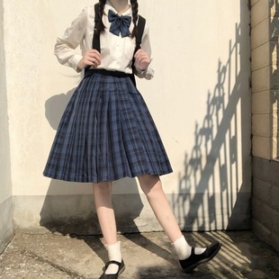 jk uniform skirt plaid skirt college style school uniform Japanese sailor uniform student class uniform summer elastic waist mid-length skirt school supply