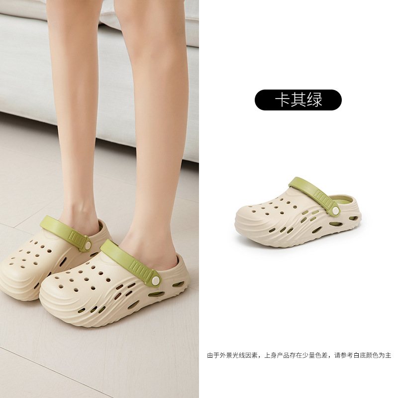 2025 nuevos zapatos con agujeros de verano para hombres EVA suela suave pisando la mierda, uso al aire libre, antideslizante, ligero, arrastre de Baotou al por mayor