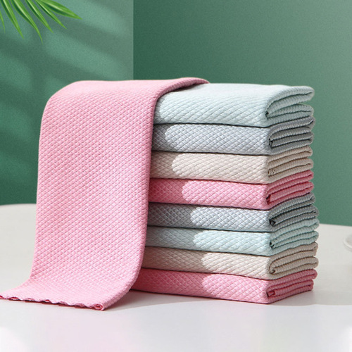 Longli Towel Fish Scale Dishcloth Household Cleaning One Swipe Clean Home Kitchen Water Absorbent Glass Wiping Special Dishwashing Cloth