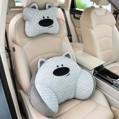 Cute ice peas summer car Headrest - big-nosed-dog-1-set-of-headrest-lumbar-support