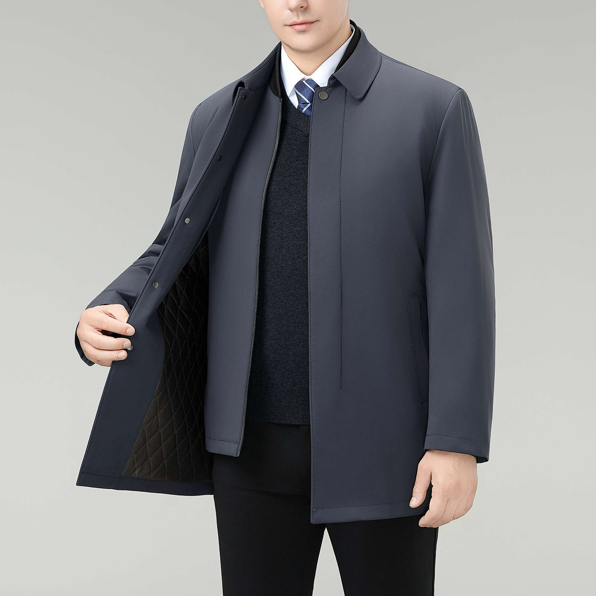 中长款品牌羽绒服2025年冬季新款中年男士内胆可脱90鸭绒羽绒外套