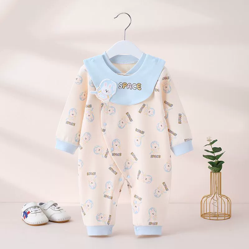 Детский комбинезон весна-осень тонкий без косточек из чистого хлопка с длинным рукавом пижама для малышей на месяц зимняя нижняя одежда домашняя одежда