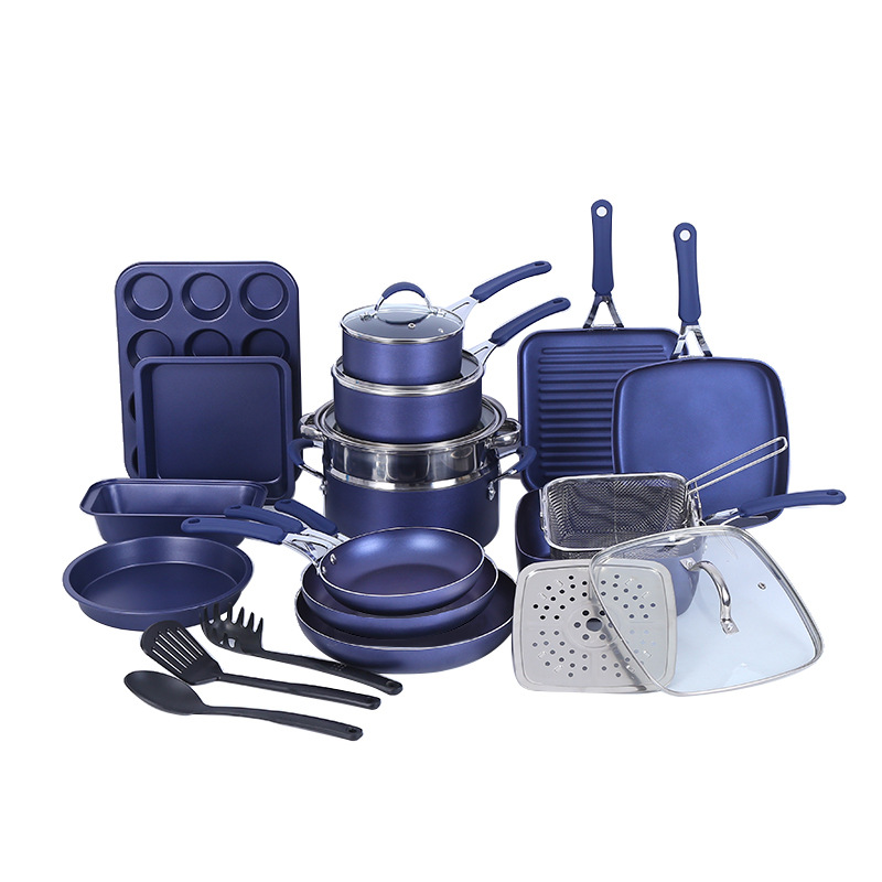 Conjunto de utensilios de cocina Comercio exterior antiadherente wok sopa olla pan cocina de aluminio regalo olla traje al por mayor