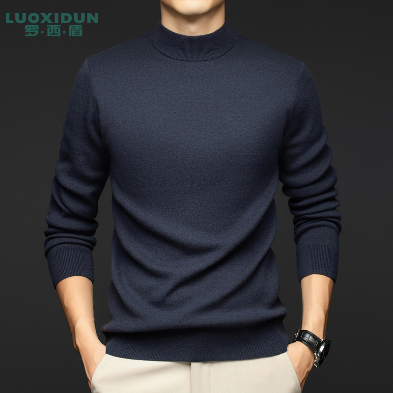 Men's woolen keep warm demi-season casual solid color knitted…