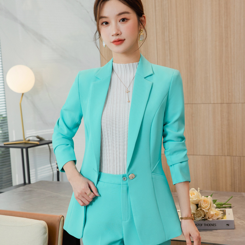 Blue Suit Suit for Women Autumn and Winter 2025 Autumn Business Wear Ol Small Suit Jacket Elegant Casual Formal Work Clothes