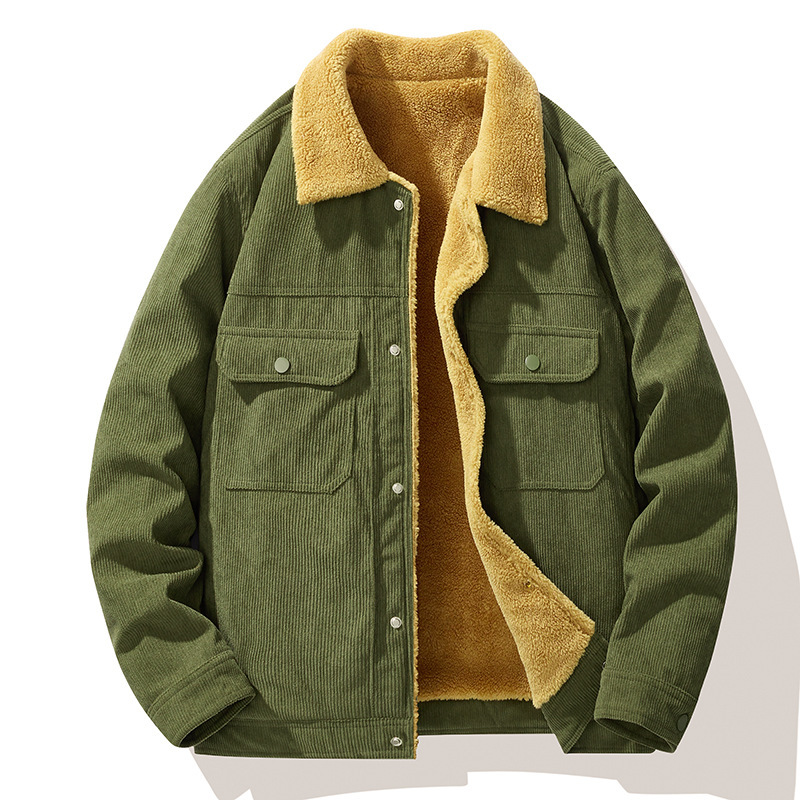 Cross-Border Export High-Quality Autumn and Winter Men's Corduroy Jacket Cashmere Jacket Warm Jacket Jacket