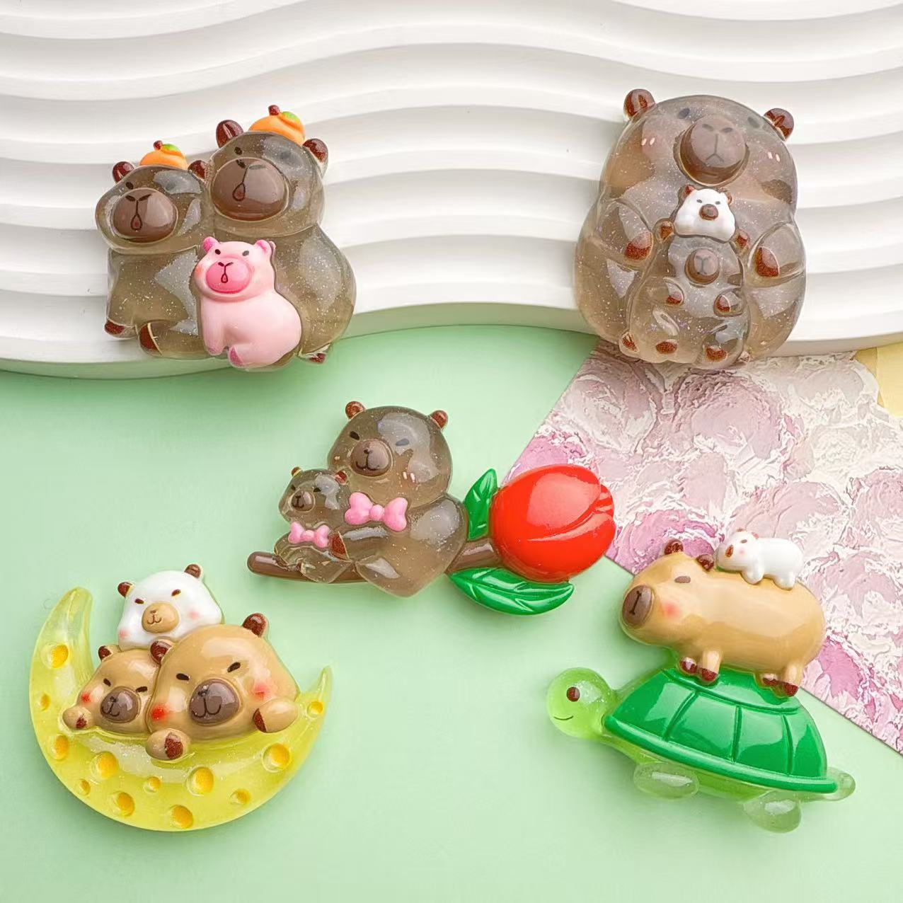 빛나는 카피 바라 크림 접착제 수제 DIY 머리핀 냉장고 스티커 구멍 신발 키 체인 수지 쥬얼리 액세서리