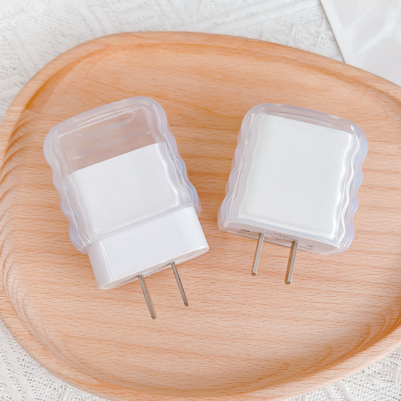 Three-Dimensional Wave Charging Head Cover Suitable for Apple 18W/20W Charging Head Protective Cover Charging Head Cover Stacked Shadow Shell Tpu Soft Shell