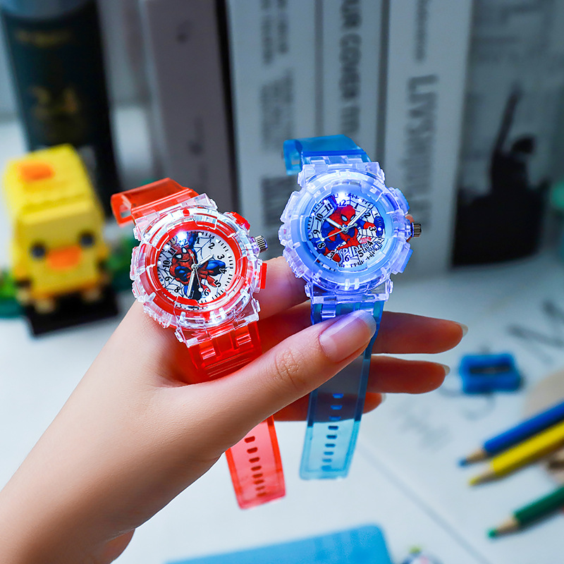 Ready Stock Wholesale Dropshipping E-Commerce Hot-Selling Plastic Luminous Watch Cartoon Spider-Man Watch Children's Gift Watch