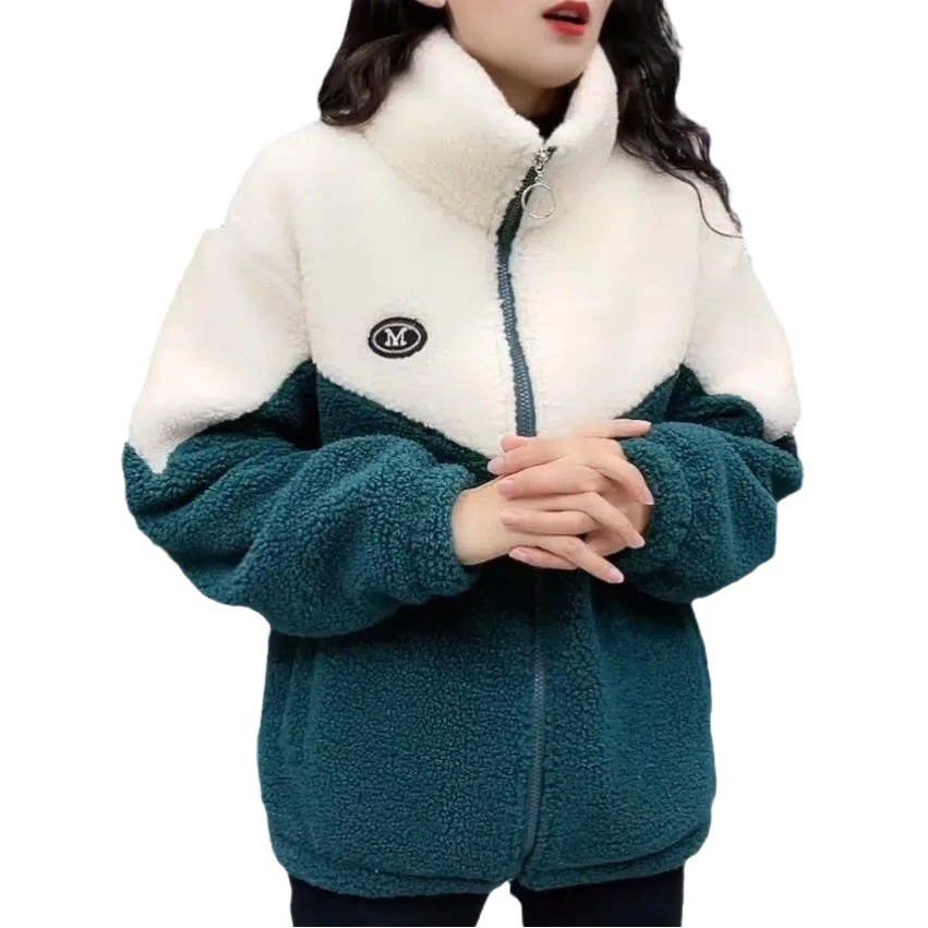 Зимнее теплое Женское пальто, повседневное флисовое пальто на хлопковой подкладке, утолщенный воротник-стойка на молнии, осенне-зимнее высококачественное Женское пальто
