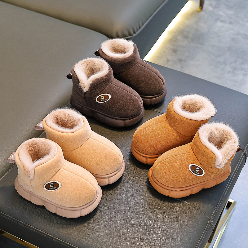 Botas de nieve para niños otoño-invierno 2025 nuevo tipo de niños y niñas más cálidos y terciero grueso deslizante para niños botas de algodón para niños