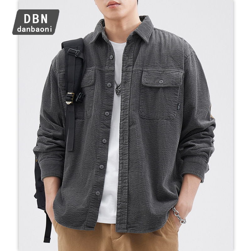 Danboni | ropa de trabajo camisa los hombres otoño nueva PANA americana retro costura moda marca casual chaqueta