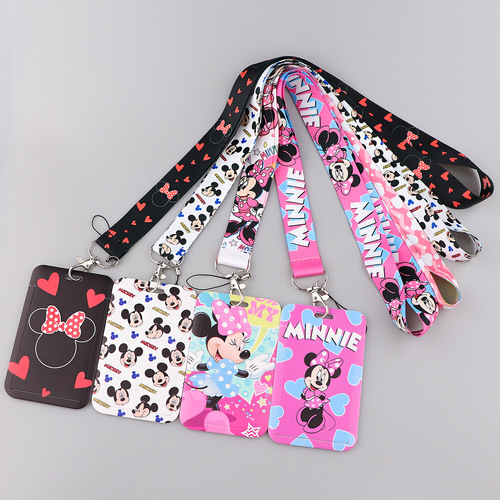 Cute cartoon bow mouse mobile phone lanyard U disk tag hanging neck key hard student access card holder