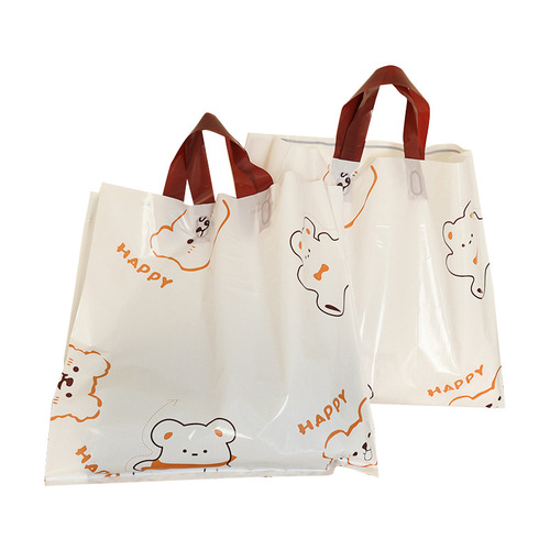 Fashion Handbag Shopping Red Packaging Bag Cartoon Print Children's Gift Bag Plastic Handbag