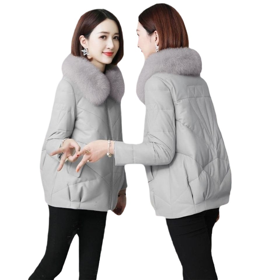 Winter Women's Coat Short Leather Jacket With Warm Cotton Lining_voghion.com