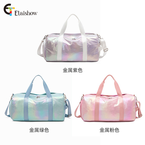 Cross-border new gradient color travel bag for women European and American short-distance waterproof folding luggage bag portable shoulder fitness bag