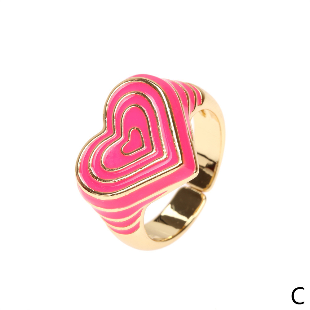 Candy Color Love Enamel Ring Female Fashion Design Drop Oil Forefinger Ring New Fashion Factory In Stock display picture 12