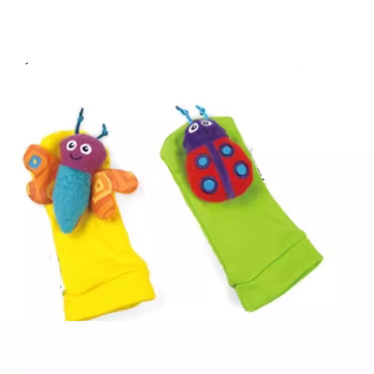 Bebé reloj Correa pulsera amarillo verde mariquita abeja muñeca Correa calcetines con sonajero papel recién nacido educación temprana Juguetes