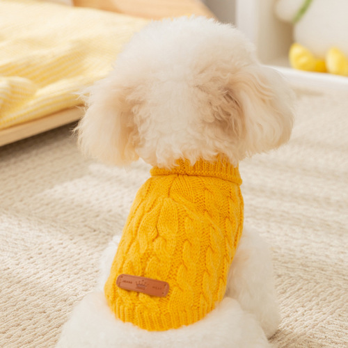 Dog Clothes Autumn/Winter Simple Cable Knit Sweater Warm Two-Paw Medium/Small Dogs Teddy Bichon Pet Clothes