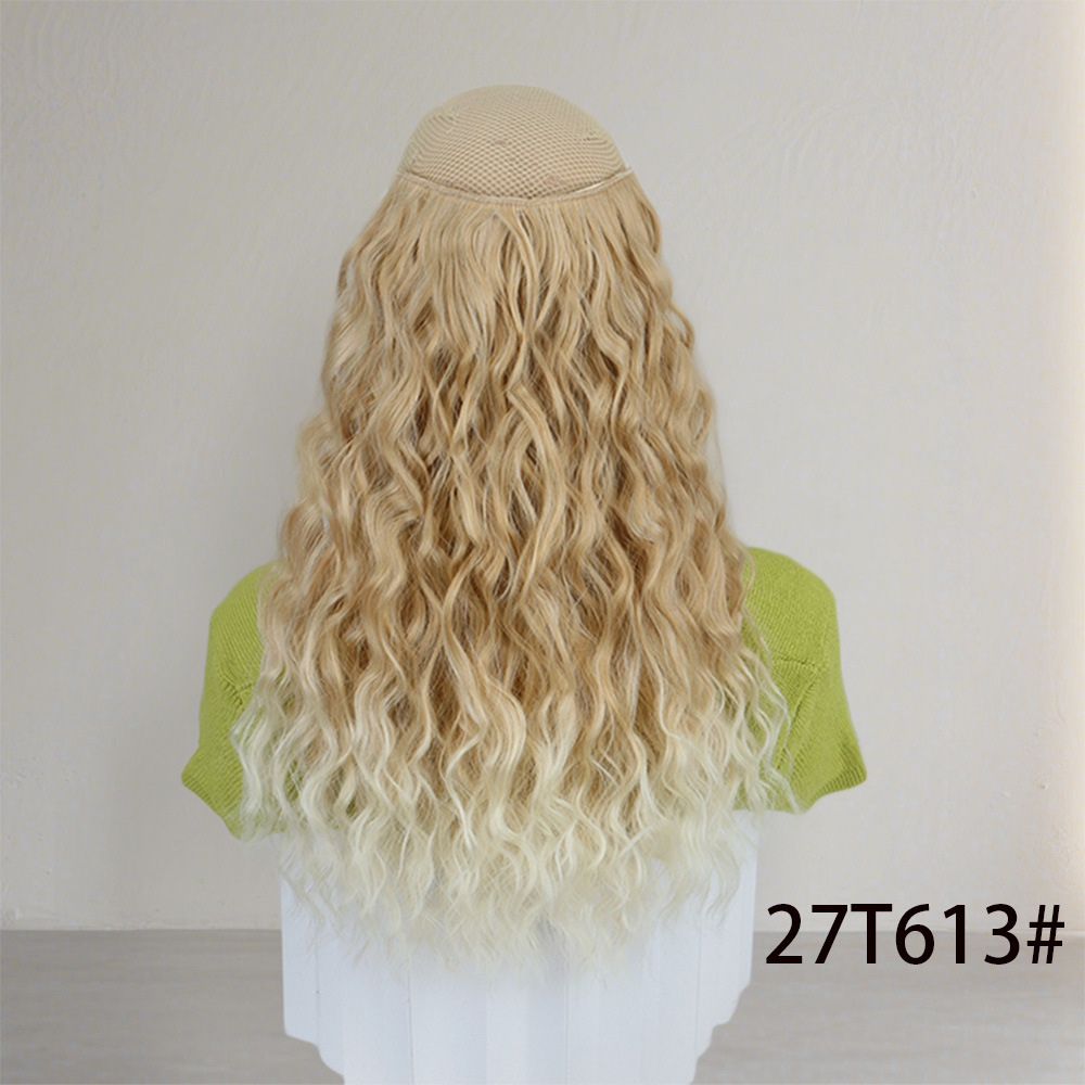 Comercio exterior europeo y americano, hoja de cabello ondulado de agua, en forma de U, 6 tarjetas, cabello con tarjeta, fibra química de alta temperatura, hoja de peluca de seda de maíz sin costuras en stock