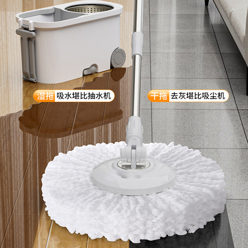 Manufacturer's enlarged roller dual-drive spin-drying mop for home use, one-mop, hand-wash-free replacement head, lazy spin mop