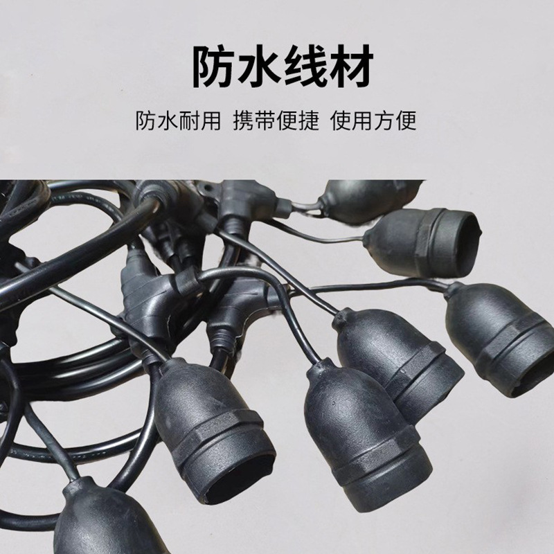 Guirnalda de luces LED con portalámparas E27 a prueba de agua, para exteriores, balcones, jardines, luces colgantes coloridas, iluminación para camping, decoración, cable con núcleo de cobre