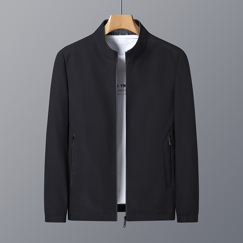Light Luxury Men's Jacket, New Spring and Autumn Business Casual Executive Coat, Stand Collar, Middle-Aged Men's Top, Short Style 9118