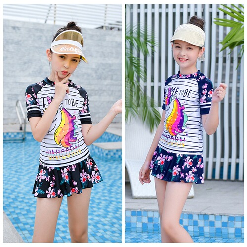 Bubble boy digital printing medium and large children's swimsuit children's split swimsuit Korean version 5-15 years old girls swimwear medium and large children
