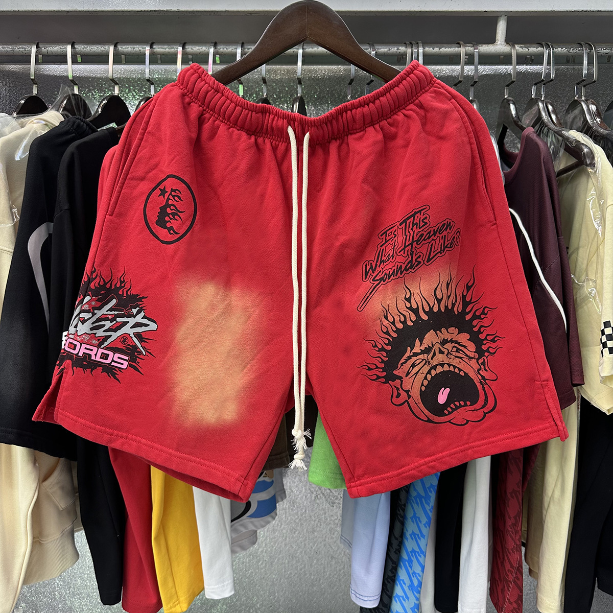 Hellstar Records Sweat Shorts Washed Red