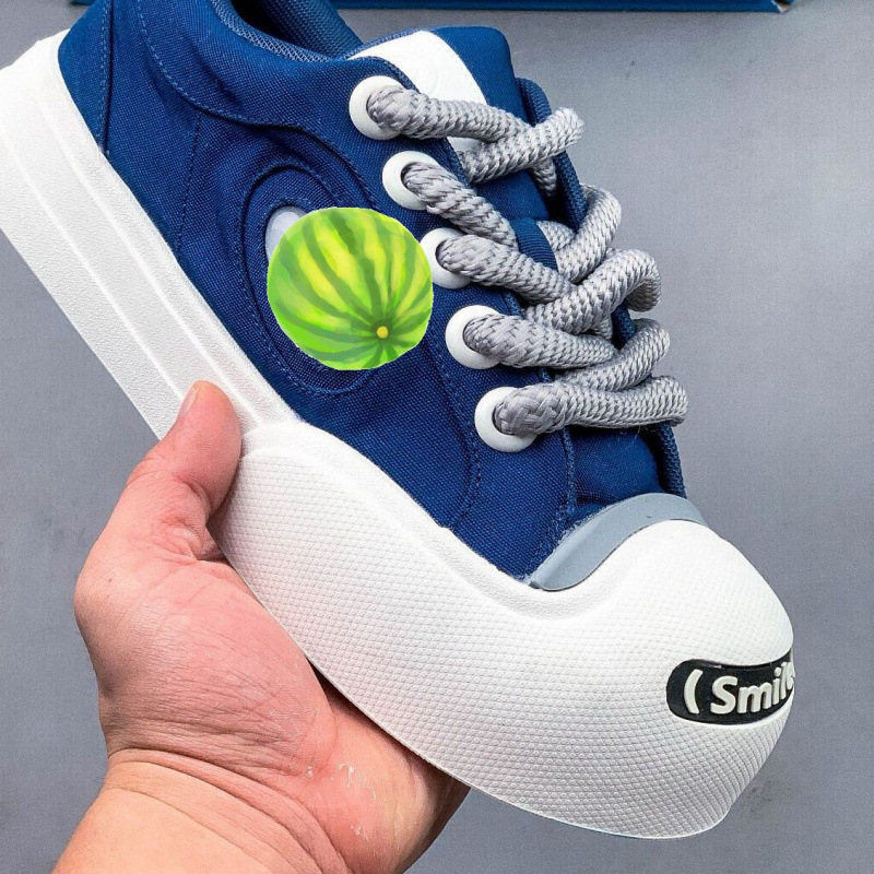 Putian 24 High Verion Open Smile Canva Thick Sole Height Increaing Ugly Cute Round Toe New White Shoe Couple_vogvips.com