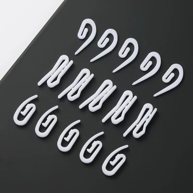 Производитель оптовая продажа крючков для штор небольшой заостренные крючки аксессуары для штор ткань с крюками белый пластиковый крюк и аксессуары для кольца для штор
