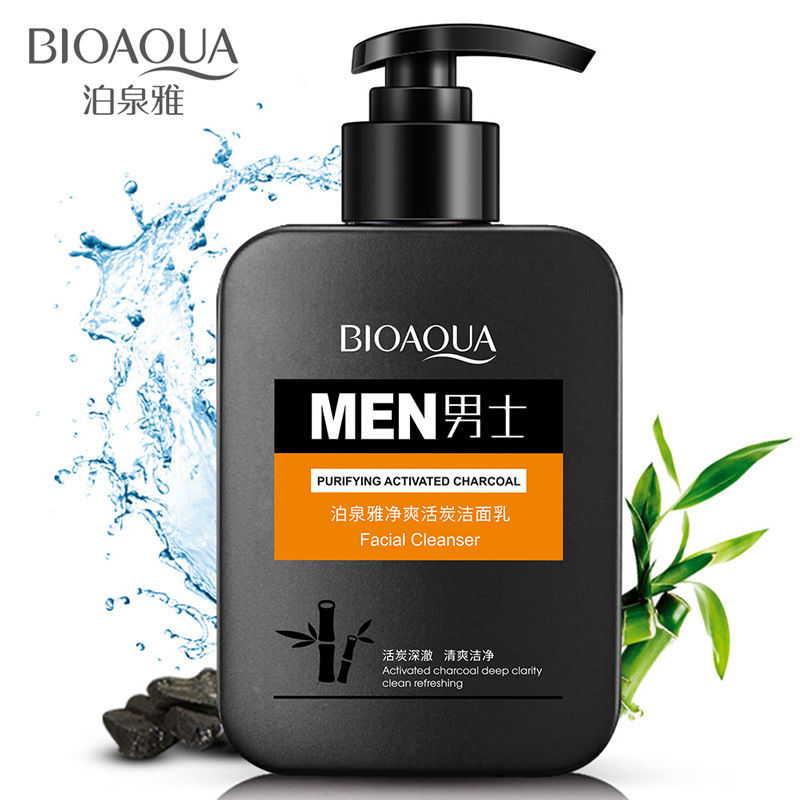 Boquanya limpiador facial de carbón limpio y fresco limpieza profunda refrescante hidratante cuidado de la piel limpiador facial de los hombres al por mayor