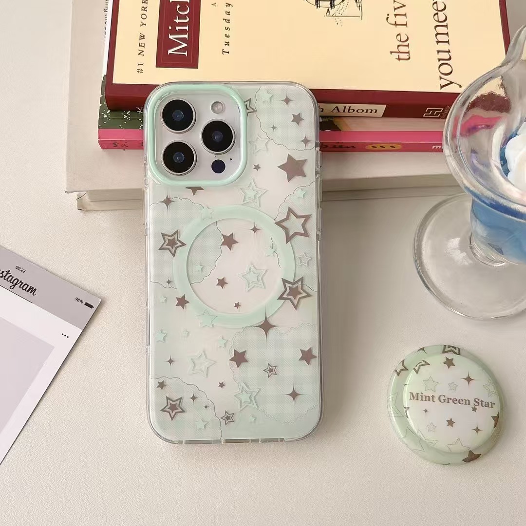 Estrella a cuadros de dibujos animados estilo ins para Apple 15/16 funda para teléfono móvil 15ProMax pareja 16Pro nuevo 14/13