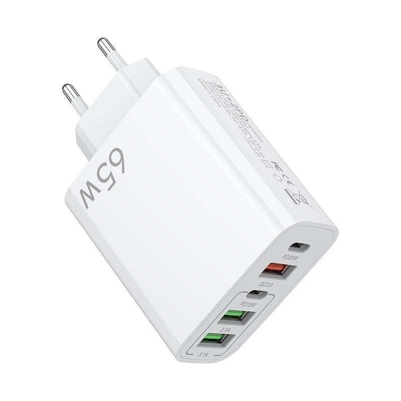 新しい PD65W 急速充電携帯電話充電ヘッド 5V4A ヨーロッパ、アメリカ、英国標準 PD + 3USB マルチポートアダプタ充電器|undefined