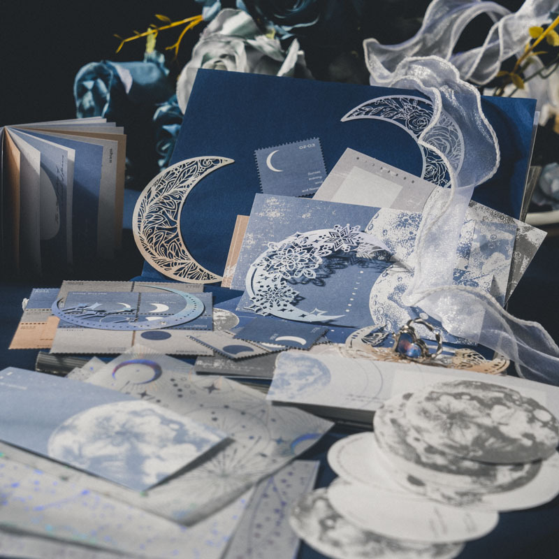 Tomato Sauce Girl Material Paper Moonlight Starlight Series Moon Phase Theme Journal Material Collage Base Sheet