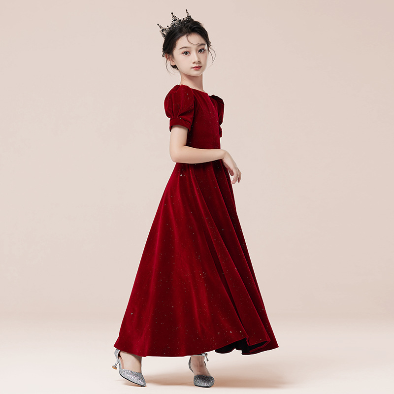 Vestido de un año para niños, traje de piano, niña burdeos, vestido de princesa, niña de las flores de la boda, niña anfitriona