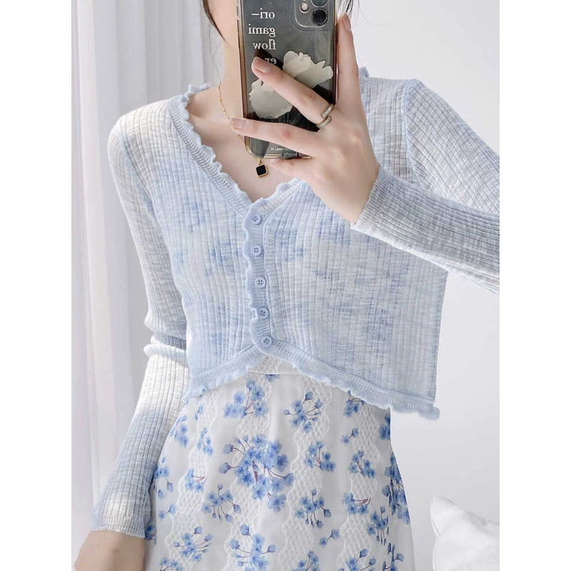 Женский кардиган для защиты от солнца, тонкая верхняя одежда, летний трикотаж 2025, шаль, накидка из ледяного шелка, стильная женская куртка.