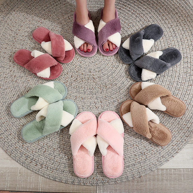 Новые фабричные осенне-зимние плюшевые кросс-открывающиеся Нескользящие теплые деревянные полы, домашние мужские и женские шерстяные тапочки для влюбленных