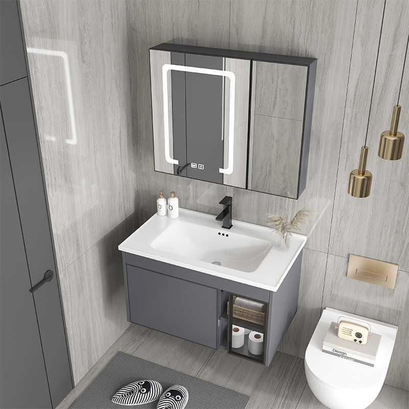 gabinete de lavabo de cerámica combinado balcón gabinete de baño de aluminio espacio gabinete de baño integral gabinete de baño espejo de lavabo