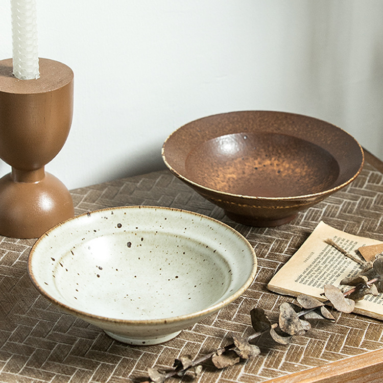 Xyt Alley End【Vintage Rustic Pottery Straw Hat Bowl】Japanese Cuisine Bowl Ceramic Ramen Bowl Rice Bowl Conical Clay Bowl