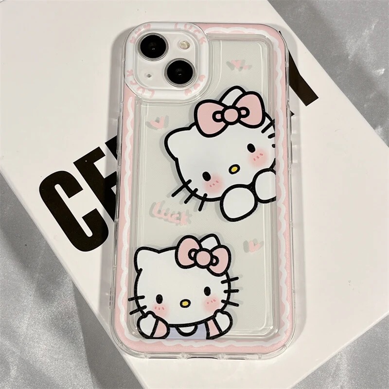 Girl's heart pink kitty cat iPhone16 phone case 15promax apple 14 tide 13 drop 12 sets 11