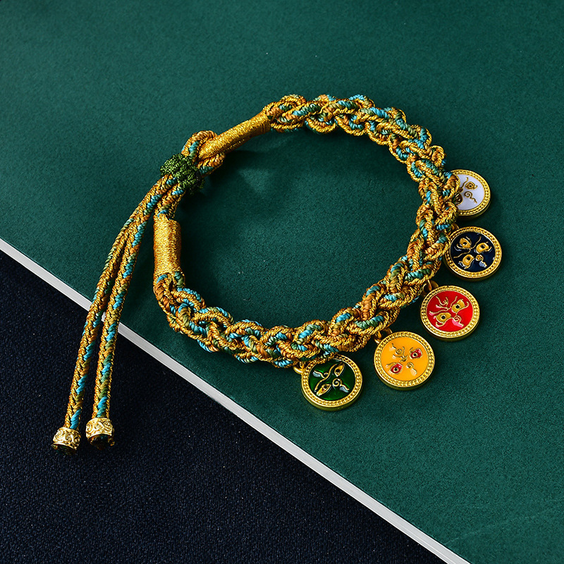 Xizang Dragon Boat Festival Colorful Rope Animal Year Hand Rope Bracelet Women's Hand-woven Rope Five-way God of Wealth National Trend Xizang Hand Rope Xizang Dragon Boat Festival Colorful Rope Animal Year Hand Rope Bracelet Women's Hand-woven Rope Five-way God of Wealth National Trend Xizang Hand Rope
